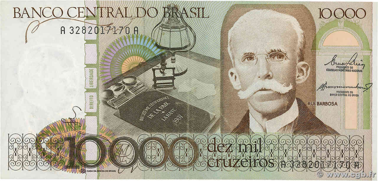 10000 Cruzeiros BRÉSIL  1984 P.203a SUP
