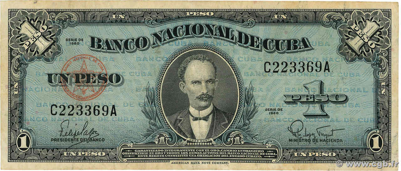 1 Peso CUBA  1960 P.077b TTB