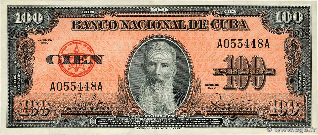 100 Pesos KUBA  1959 P.093 VZ