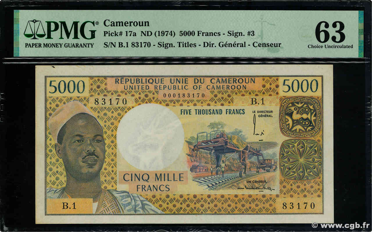 5000 Francs KAMERUN  1974 P.17a fST+