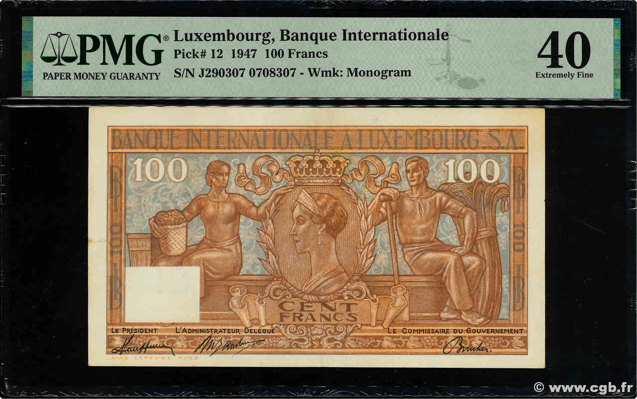 100 Francs LUXEMBURG  1947 P.12 fVZ