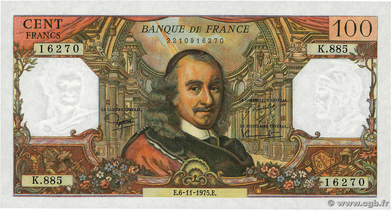 100 Francs CORNEILLE FRANCE  1975 F.65.50 pr.NEUF