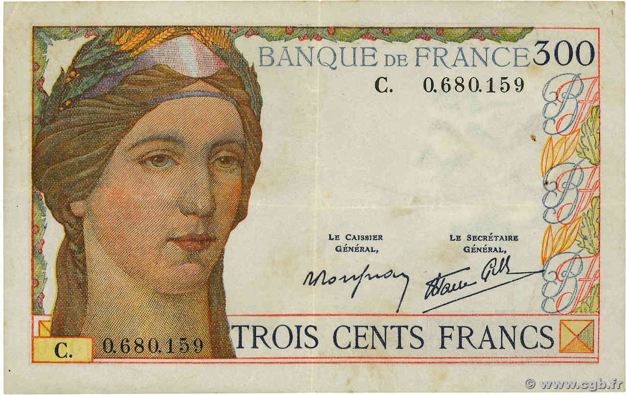 300 Francs FRANCE  1938 F.29.01 TTB