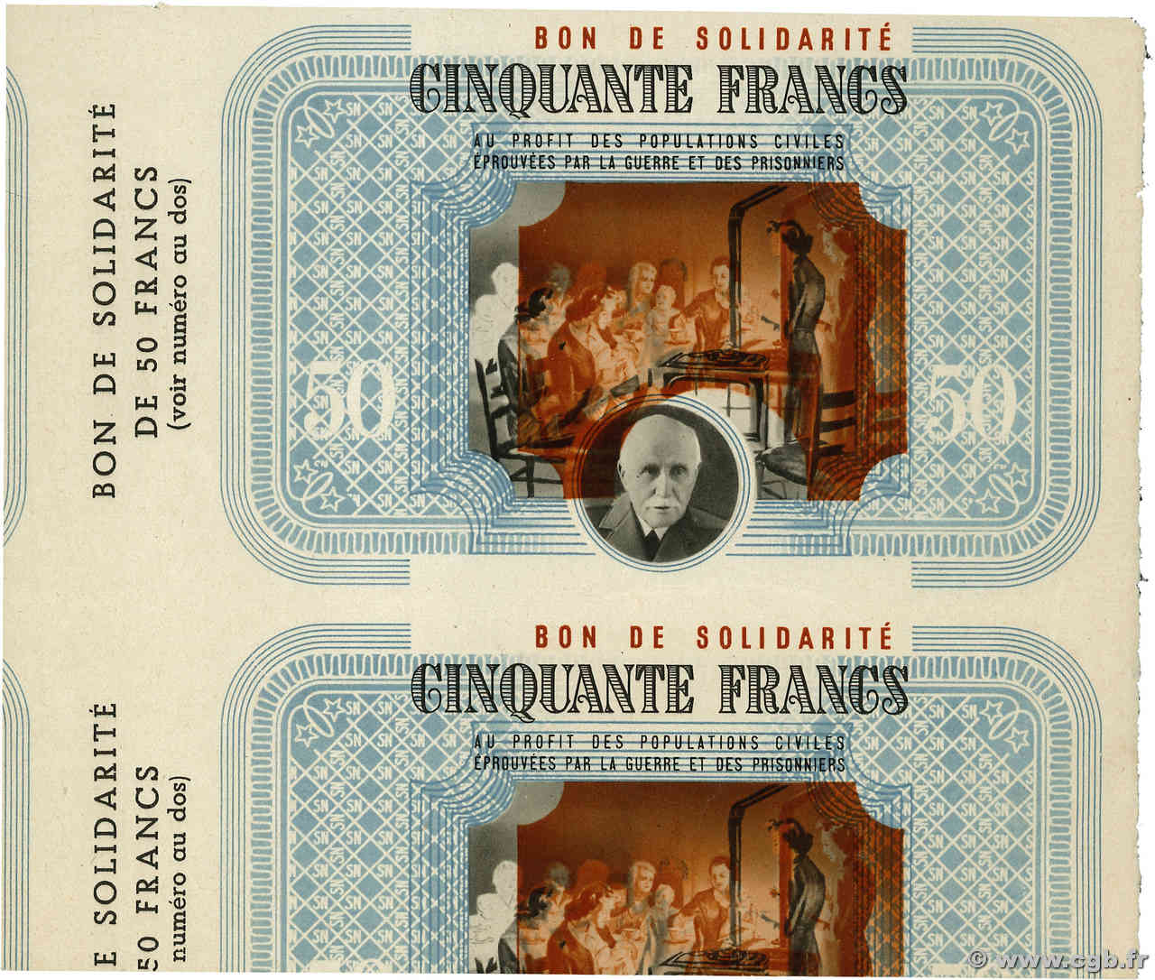 50 Francs BON DE SOLIDARITÉ Fauté FRANCE régionalisme et divers  1941 KL.09A1 SUP