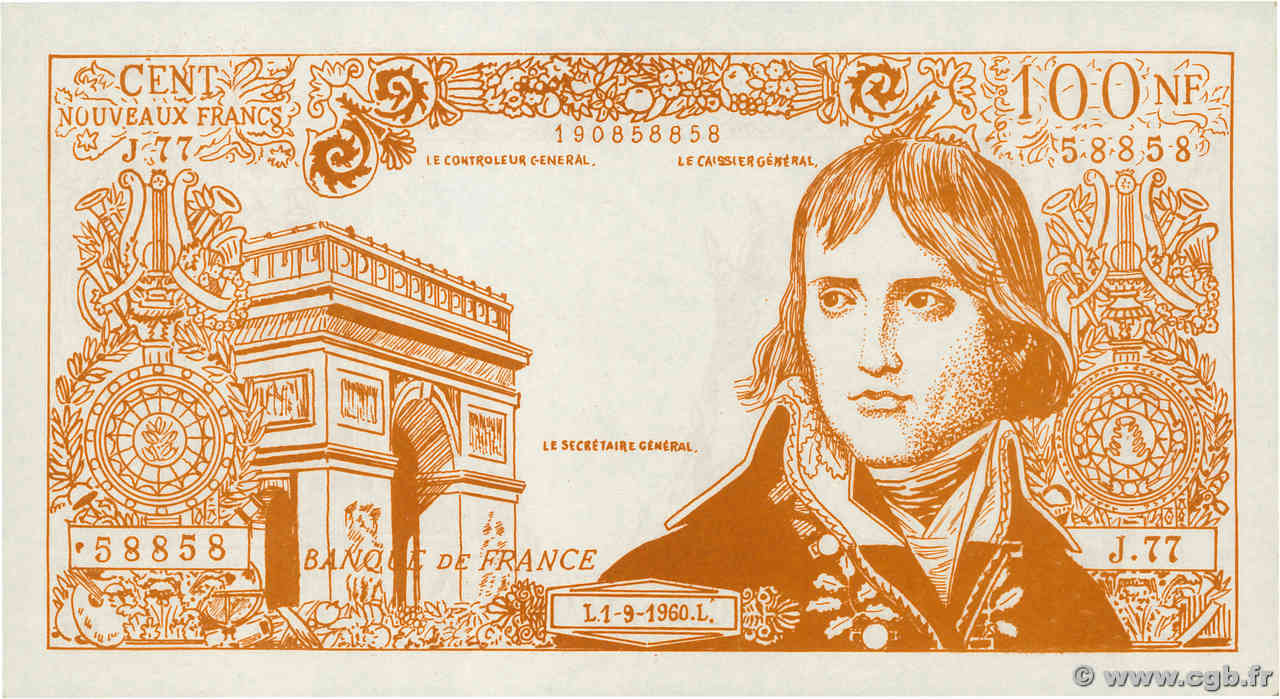 100 Nouveaux Francs BONAPARTE Scolaire FRANCE régionalisme et divers  1960 F.59.07 pr.NEUF