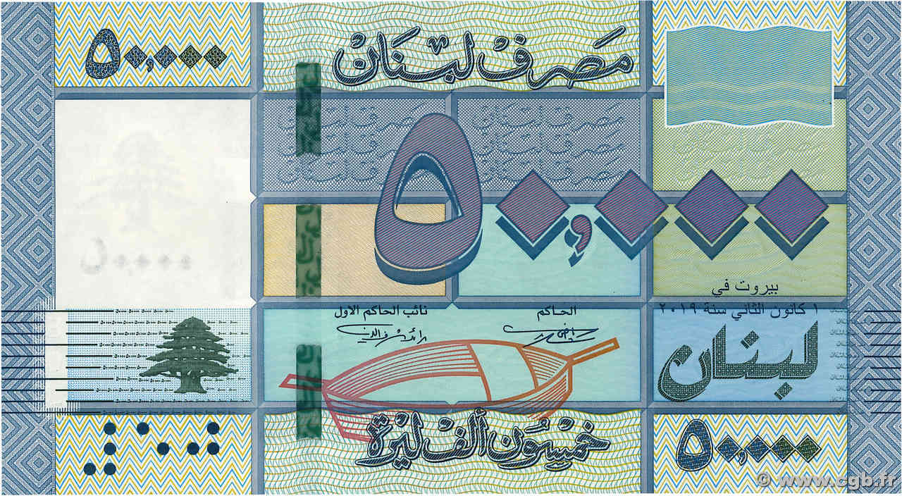 50000 Livres LEBANON  2019 P.094d UNC-