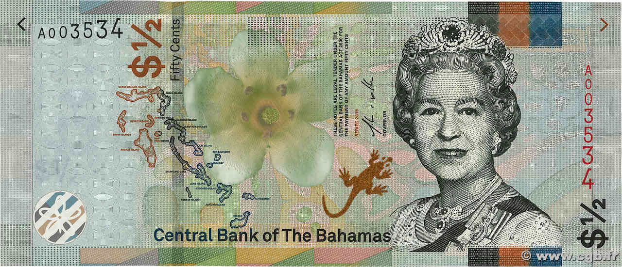 50 Cents Numéro spécial BAHAMAS  2019 P.A77 NEUF