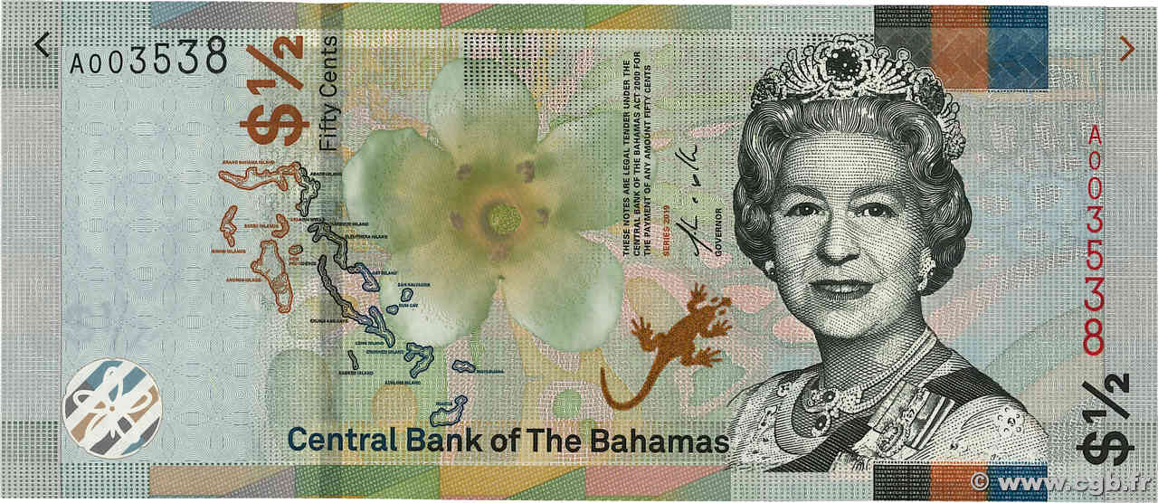 50 Cents Numéro spécial BAHAMAS  2019 P.A77 NEUF