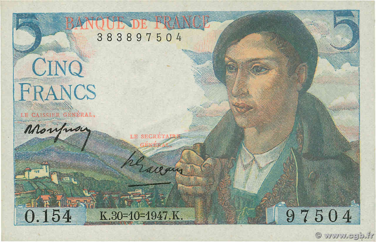 5 Francs BERGER FRANKREICH  1947 F.05.07 fST