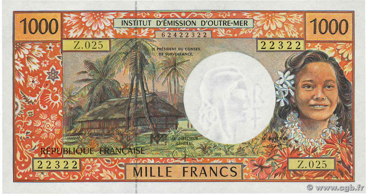1000 Francs Numéro radar POLYNESIA, FRENCH OVERSEAS TERRITORIES  1996 P.02g UNC-