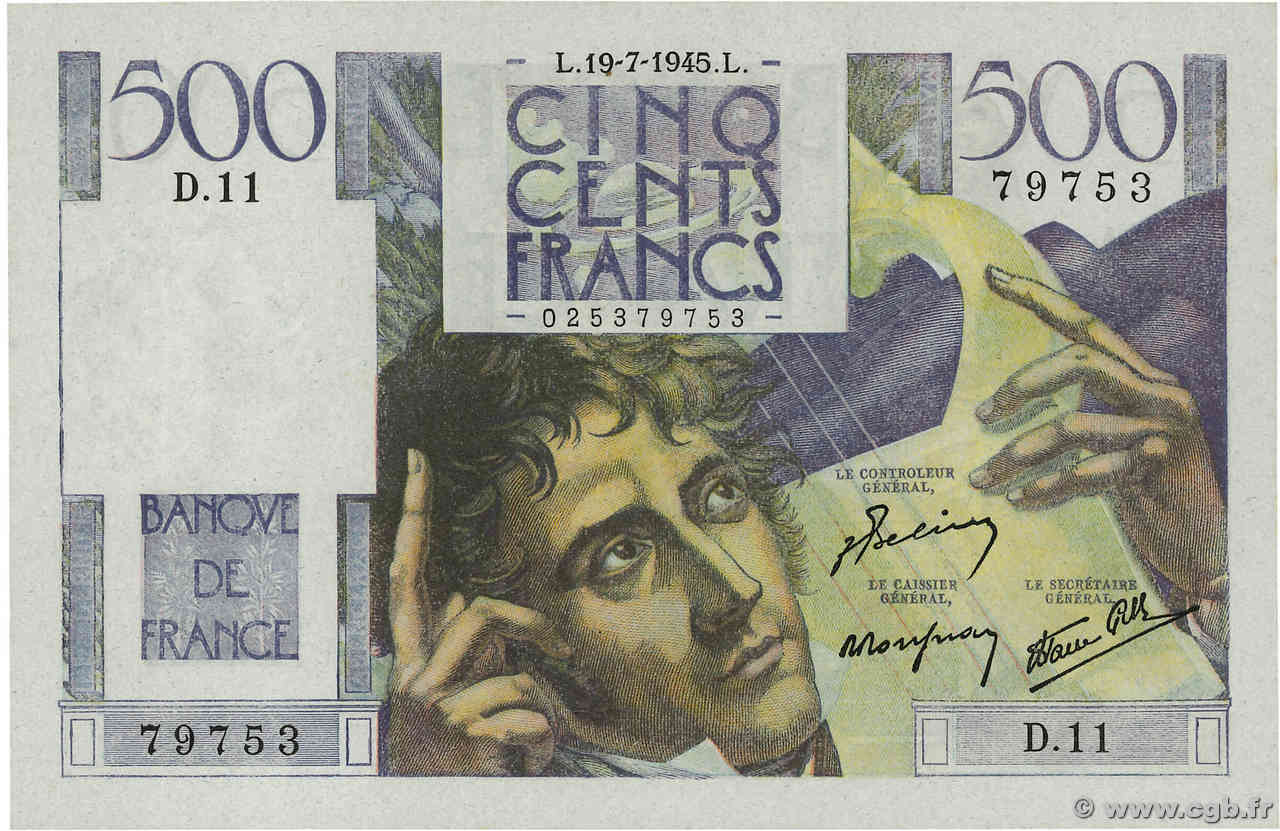 500 Francs CHATEAUBRIAND FRANCE  1945 F.34.01 pr.NEUF