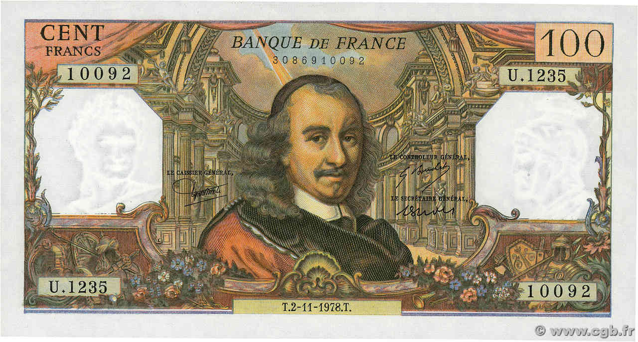 100 Francs CORNEILLE FRANCE  1978 F.65.64 pr.NEUF