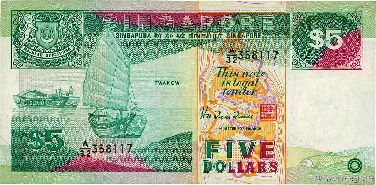5 Dollars SINGAPOUR  1997 P.19 TTB