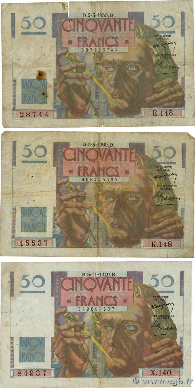 50 Francs LE VERRIER Lot FRANCE  1950 F.20.14 pr.TB