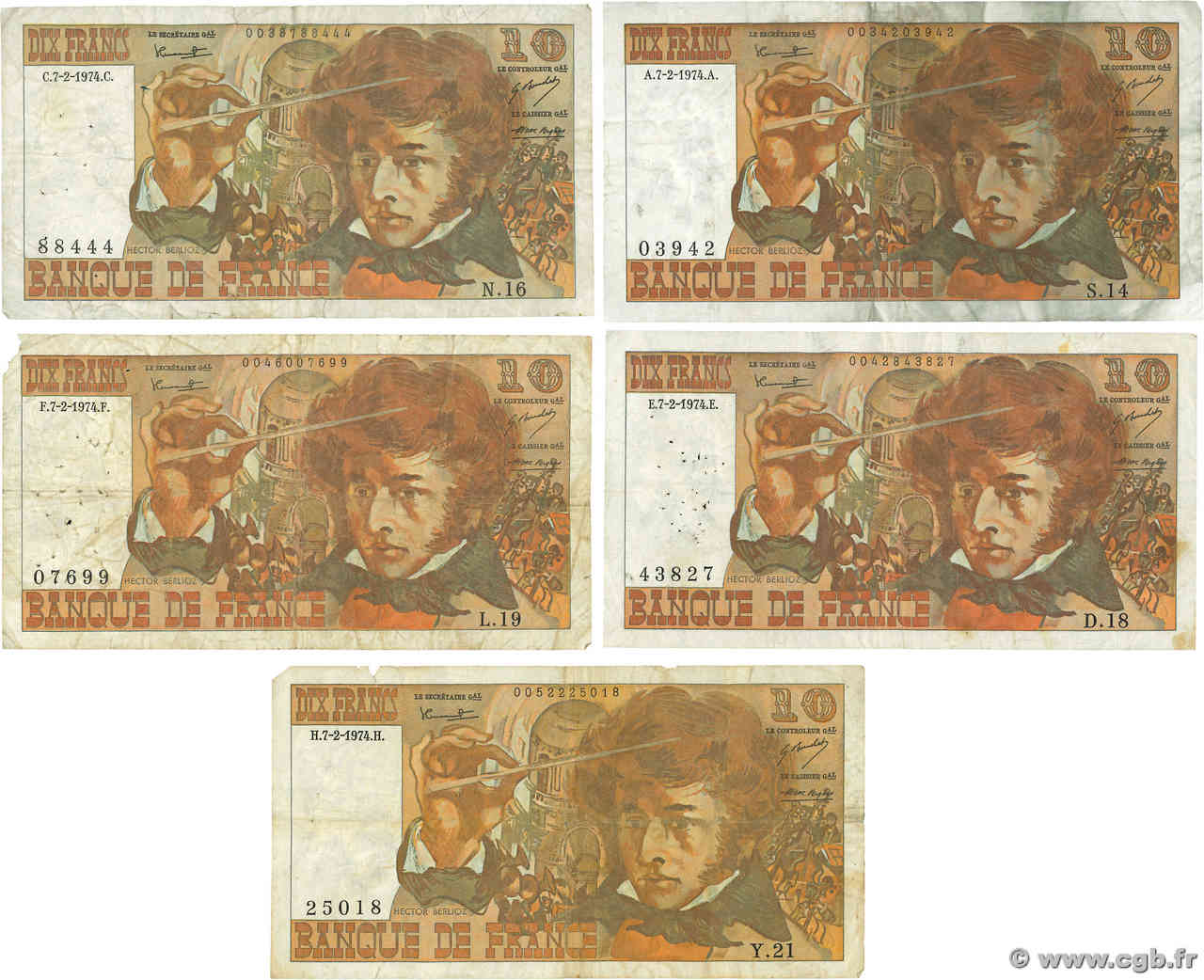 10 Francs BERLIOZ Lot FRANCE  1974 F.63.03 B