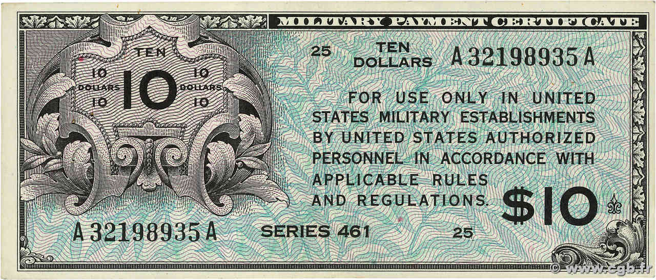 10 Dollars ÉTATS-UNIS D AMÉRIQUE  1946 P.M007 TTB