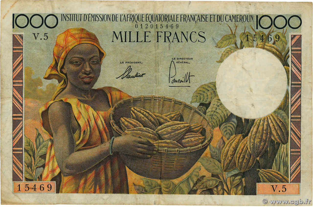 1000 Francs AFRIQUE ÉQUATORIALE FRANÇAISE  1957 P.34 BC