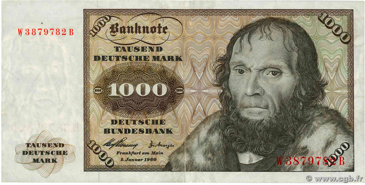 1000 Deutsche Mark ALLEMAGNE FÉDÉRALE  1960 P.24a pr.TTB