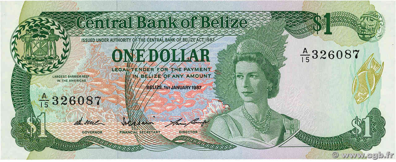 1 Dollar BELIZE  1987 P.46c UNC