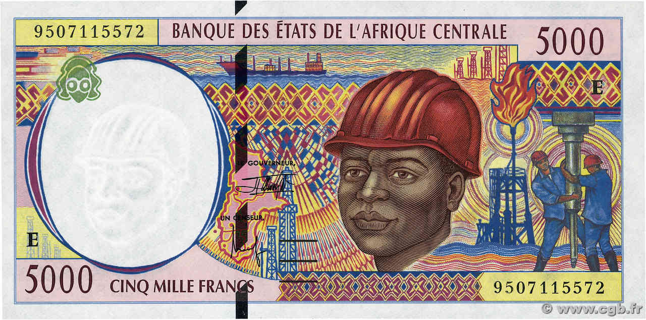 5000 Francs STATI DI L  AFRICA CENTRALE  1995 P.204Eb FDC