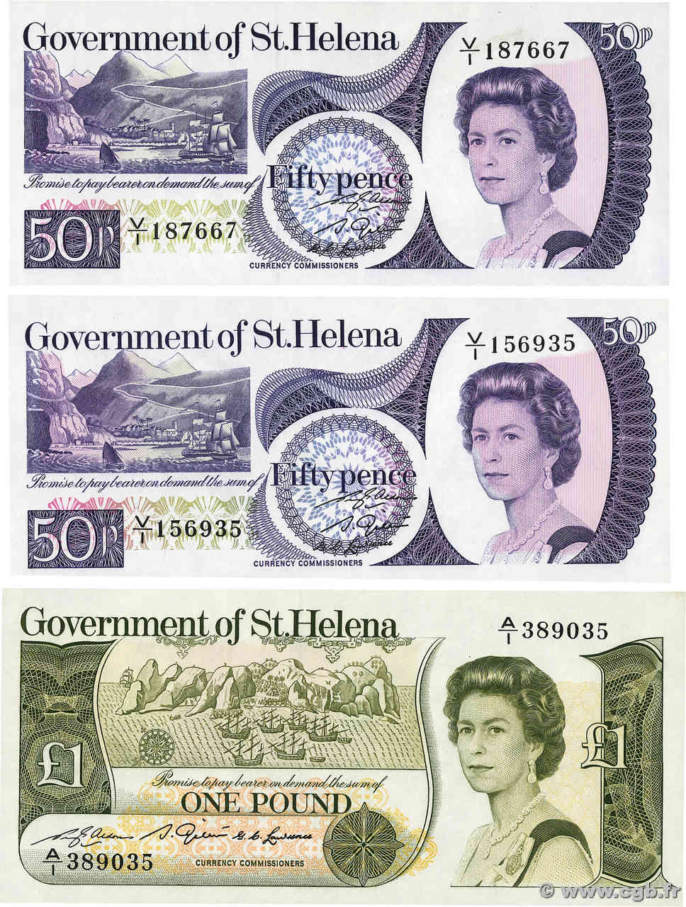 50 Pence et 1 Pound Lot ST. HELENA  1979 P.05a et P.09a ST