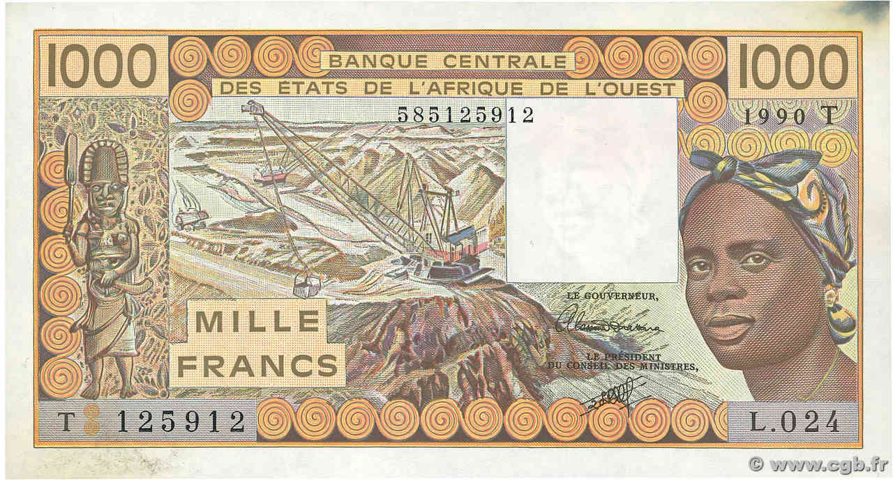 1000 Francs ESTADOS DEL OESTE AFRICANO  1990 P.807Tj SC