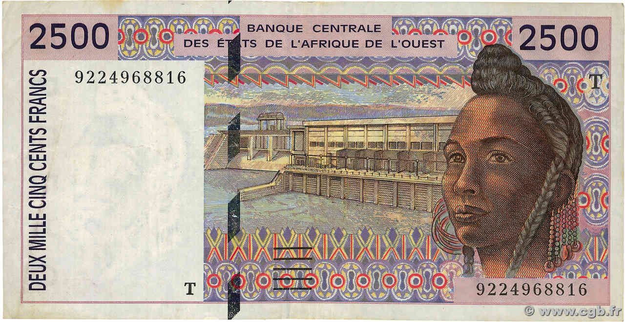 2500 Francs ÉTATS DE L AFRIQUE DE L OUEST  1922 P.812Ta TB+