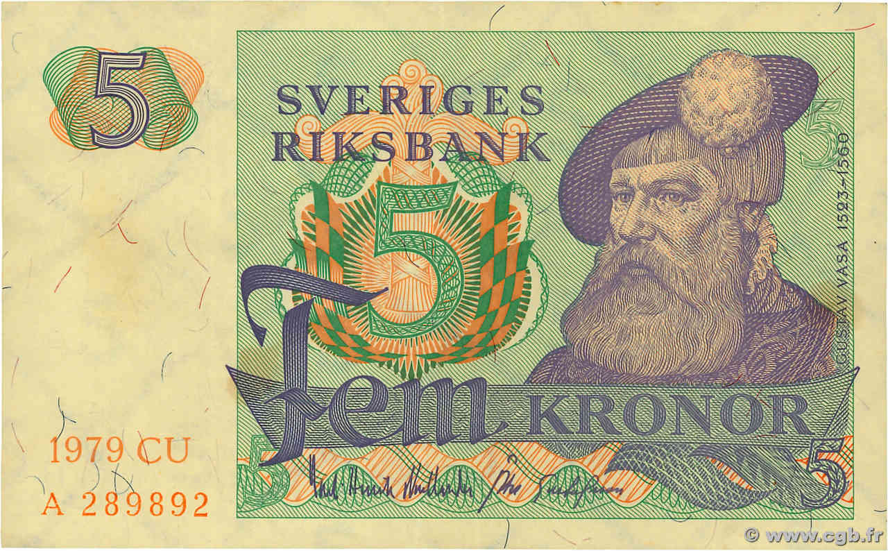 5 Kronor SUÈDE  1979 P.51d SUP