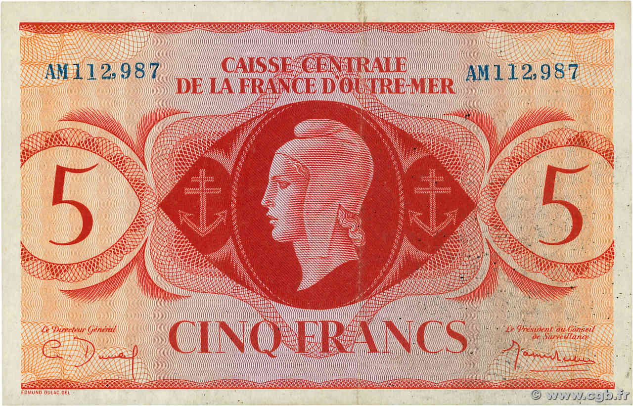 5 Francs AFRIQUE ÉQUATORIALE FRANÇAISE  1943 P.15a pr.SUP