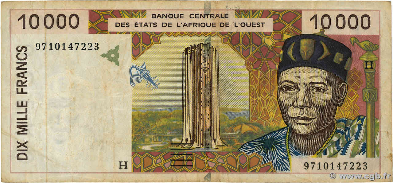 10000 Francs ÉTATS DE L AFRIQUE DE L OUEST  1997 P.614Hb B+