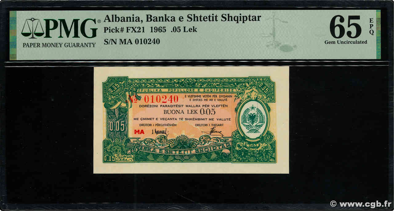 0,05 Lek ALBANIEN  1965 P.FX21 ST