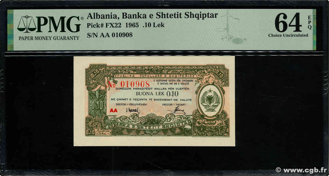 0,10 Lek ALBANIA  1965 P.FX22 SC+