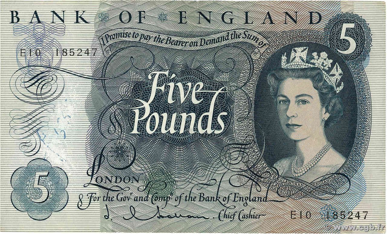 5 Pounds ANGLETERRE  1963 P.375a TTB