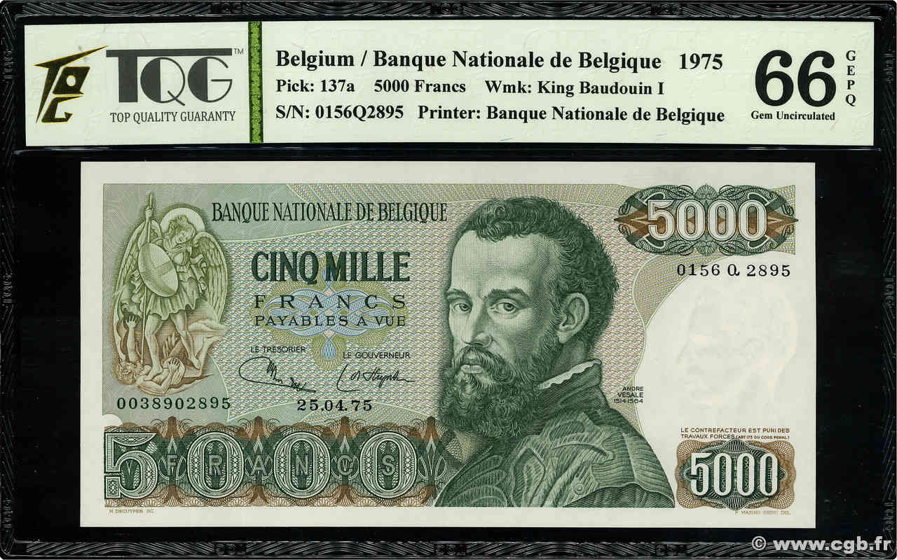 5000 Francs BELGIQUE  1975 P.137a NEUF