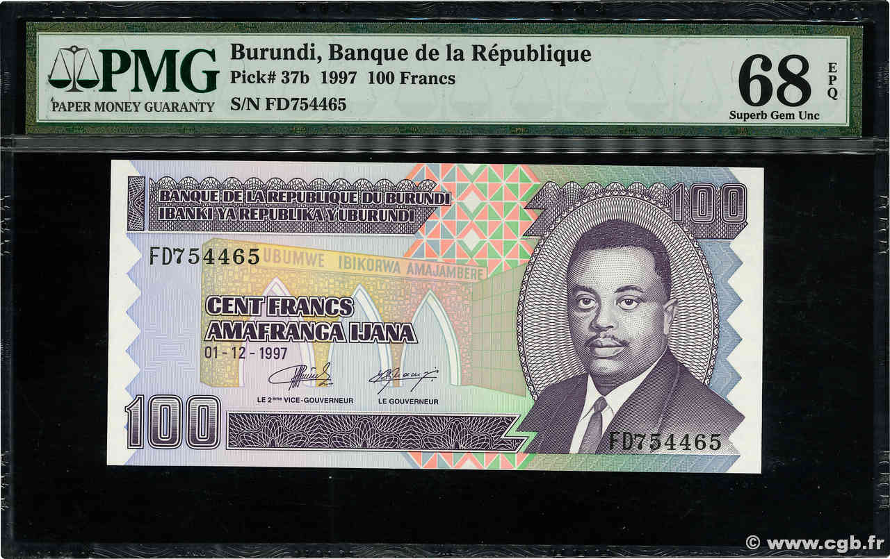 100 Francs BURUNDI  1997 P.37b UNC