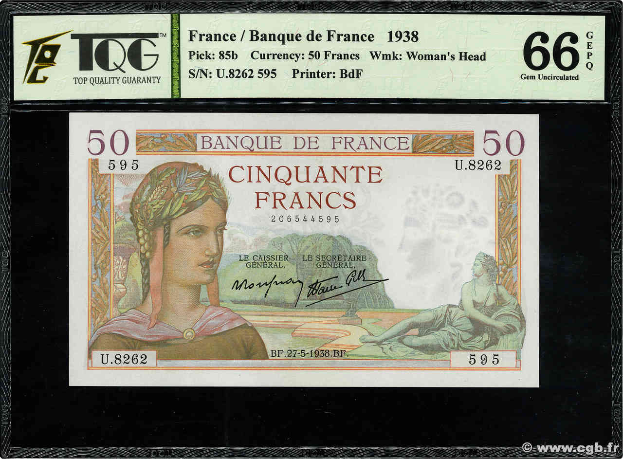 50 Francs CÉRÈS modifié FRANCE  1938 F.18.13 NEUF