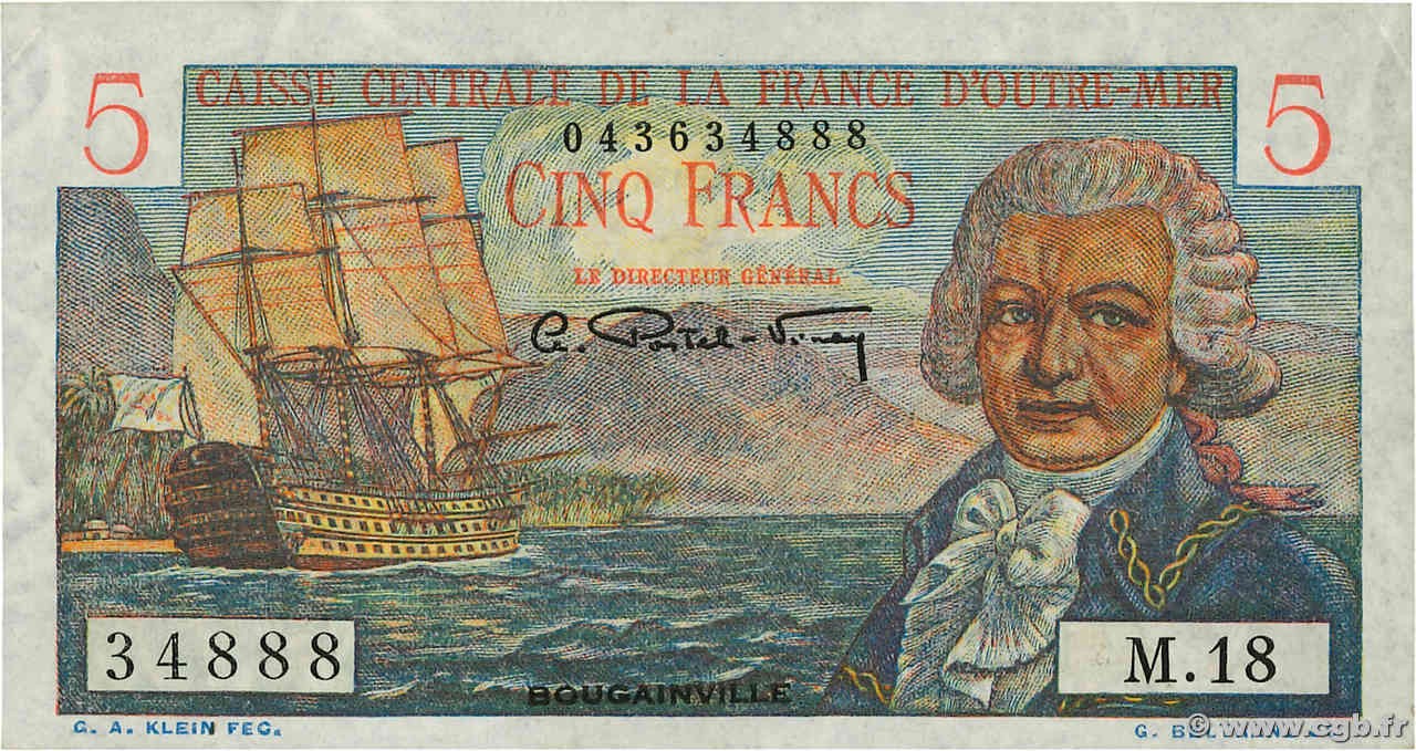 5 Francs Bougainville AFRIQUE ÉQUATORIALE FRANÇAISE  1946 P.20B pr.SPL