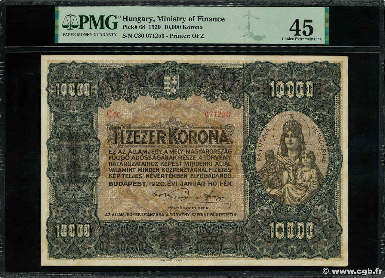 10000 Korona UNGHERIA  1920 P.068 SPL