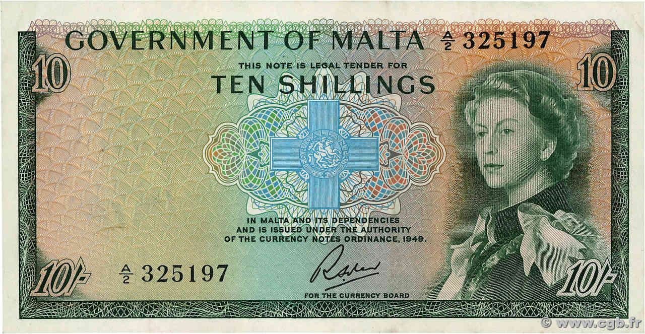 10 Shillings MALTE  1963 P.25a SUP