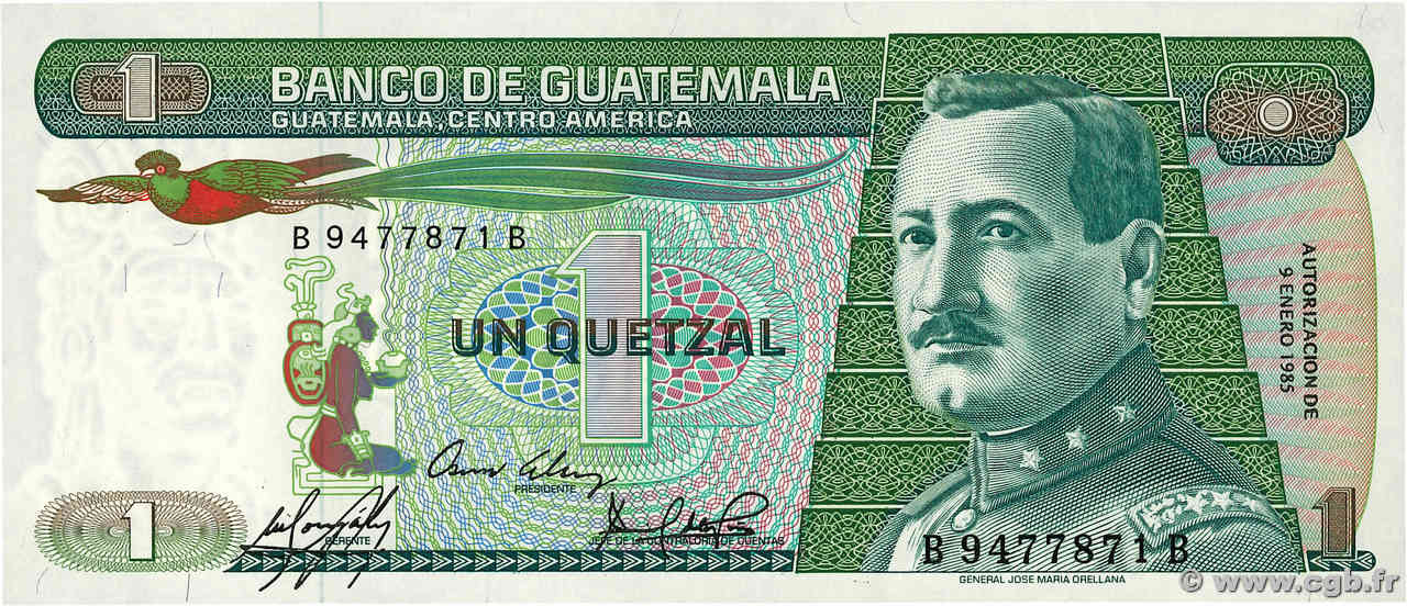 1 Quetzal GUATEMALA  1985 P.066 UNC