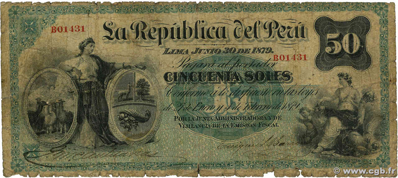 50 Soles PÉROU  1879 P.008 B