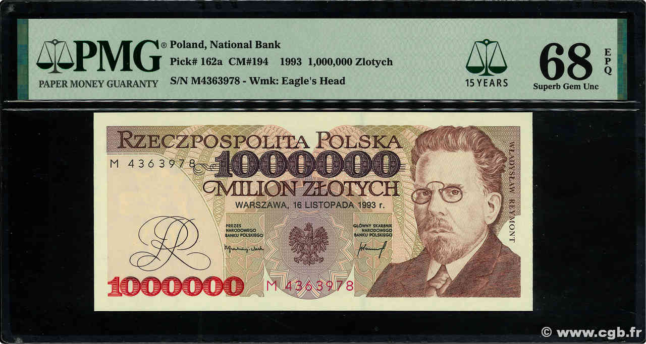 1000000 Zlotych POLOGNE  1993 P.162a NEUF