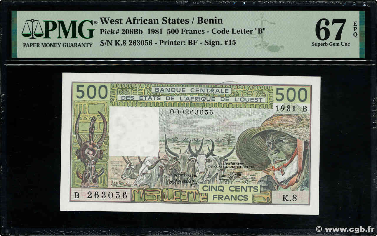 500 Francs WEST AFRICAN STATES  1981 P.206Bb UNC