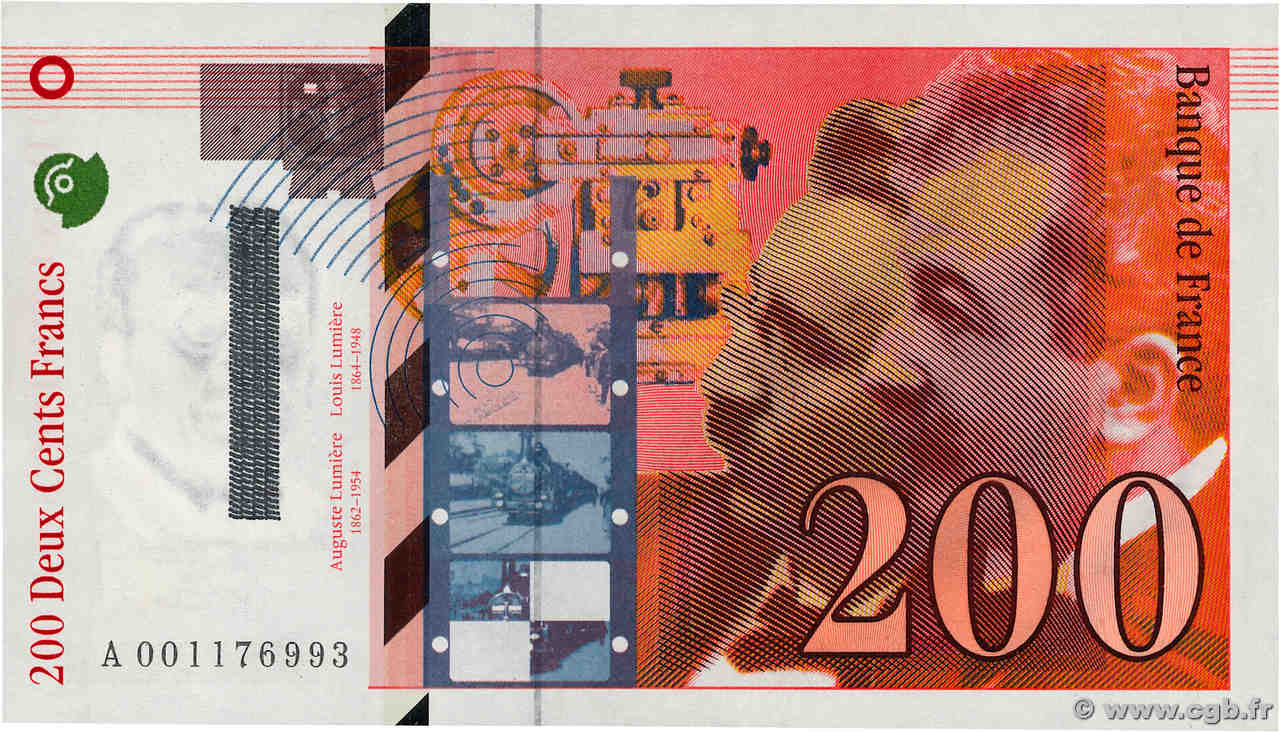 200 Francs FRÈRES LUMIÈRE Non émis FRANCE  1994 F.- AU+