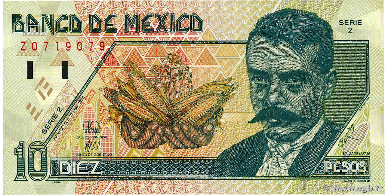 10 Pesos MEXICO  1996 P.105b EBC+