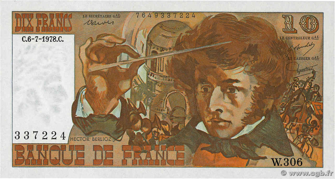 10 Francs BERLIOZ FRANCIA  1978 F.63.25W306 q.FDC