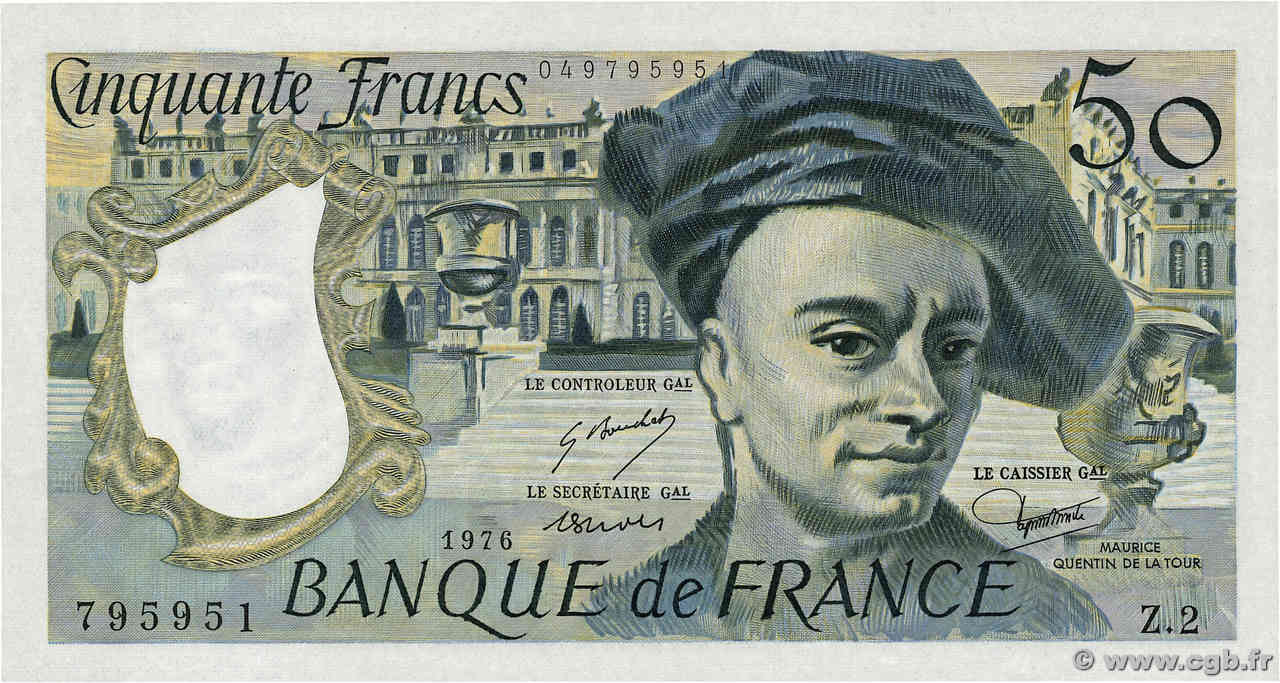 50 Francs QUENTIN DE LA TOUR FRANCE  1976 F.67.01 UNC