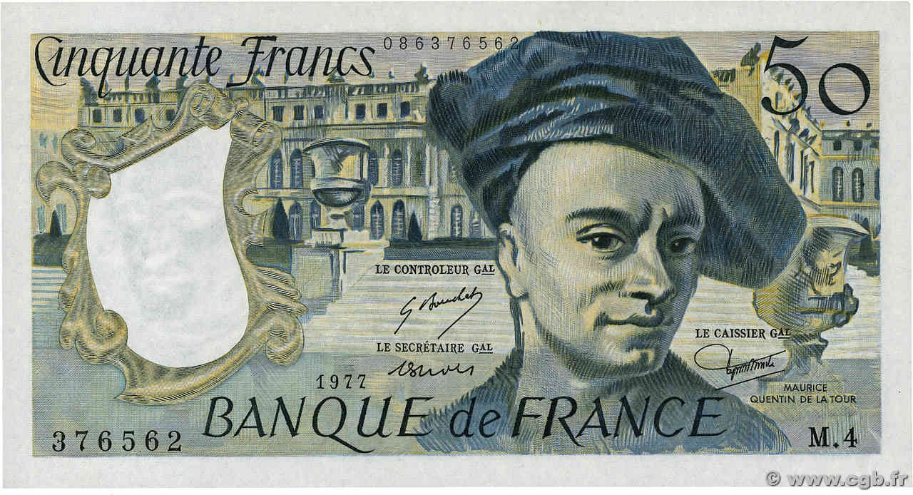 50 Francs QUENTIN DE LA TOUR FRANKREICH  1977 F.67.02 fST+