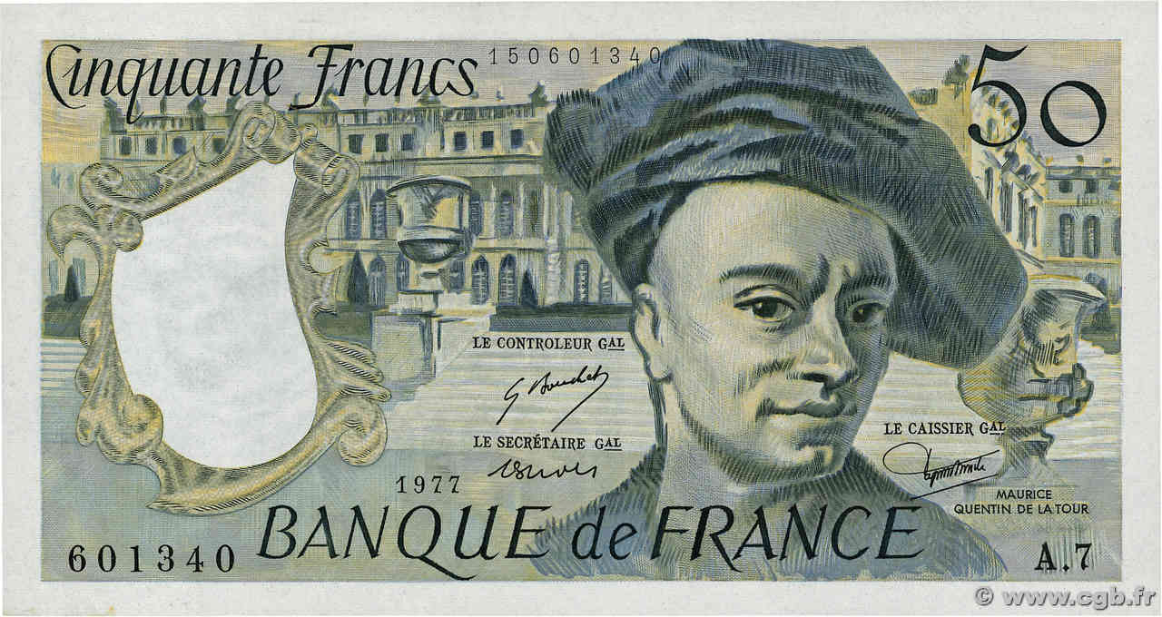 50 Francs QUENTIN DE LA TOUR FRANCE  1977 F.67.02 UNC-