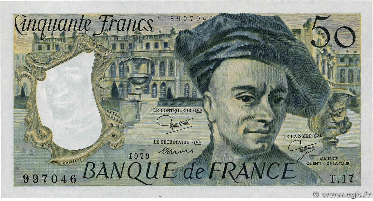 50 Francs QUENTIN DE LA TOUR FRANCIA  1979 F.67.05 SC+